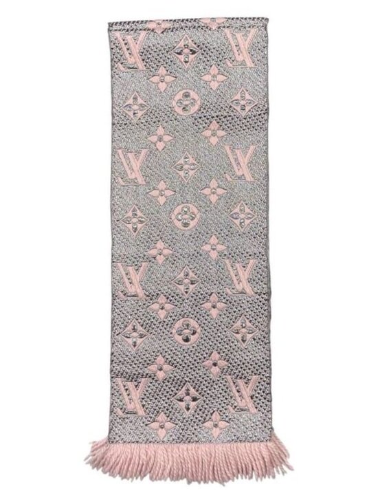 Louis Vuitton Muffler Echarpe Logomania Shine Wool Silk Monogram Rose Scarf - Picture 5 of 9